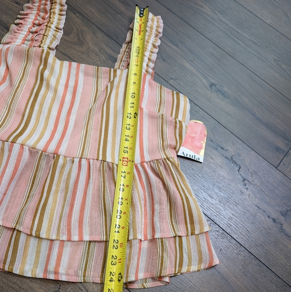 NWT ARULA Pink and Tan Striped Crop Top‎ Size 2X - Picture 4 of 7